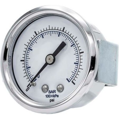 ENGINEERED SPECIALTY PRODUCTS, INC PIC Gauges 2" Pressure Gauge, 1/4" NPT, Dry Fillable, 0/100 PSI Range, U-Clamp Mount, 103D-204E 103D-204E